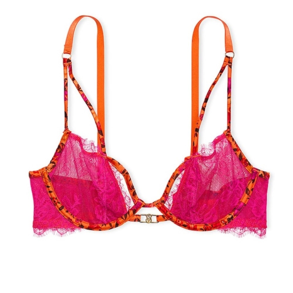 Victoria's Secret Pink and Orange Lace Bra